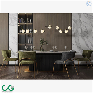 Modern marble dining table and chair combination 3d model